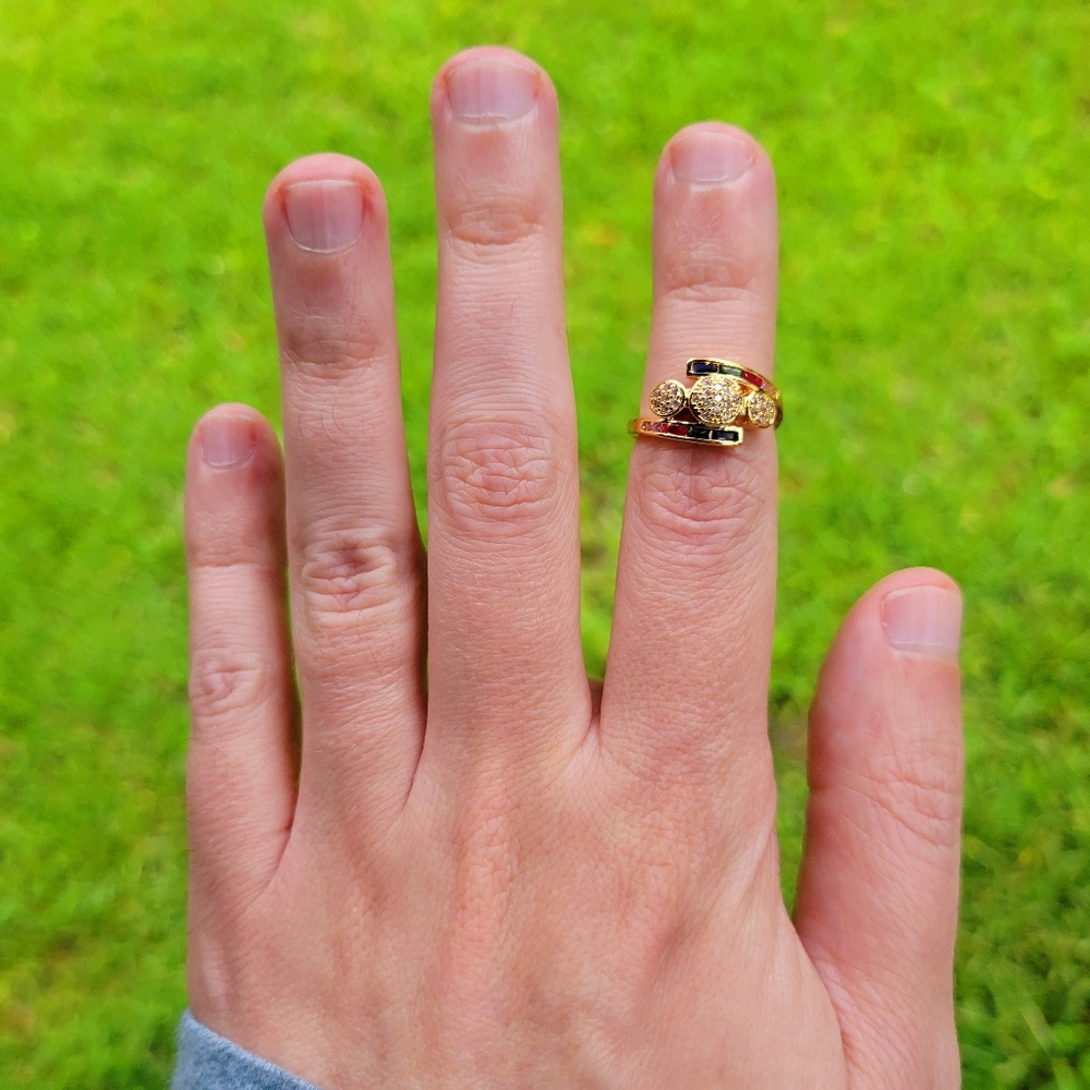 God's Promise Rainbow Diamond Gold Ring Size 6 - Picture 10 of 13